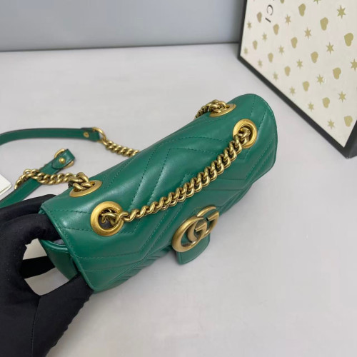 Gucci Chevron Mini GG Marmont Calfskin Emerald Green Gucci Chevron Mini GG Marmont Calfskin Emerald Green