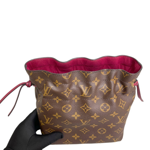 Louis Vuitton Noe Pouch Monogram Brown Red Louis Vuitton Noe Pouch Monogram Brown Red