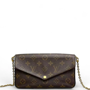 Louis Vuitton Pochette Felicie Chain Wallet Monogram Brown Red