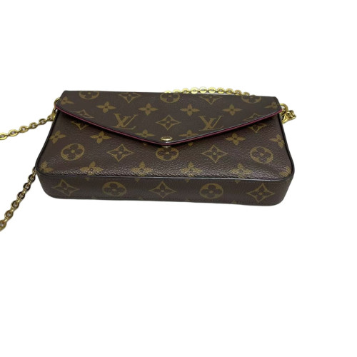 Louis Vuitton Pochette Felicie Chain Wallet Monogram Brown Red