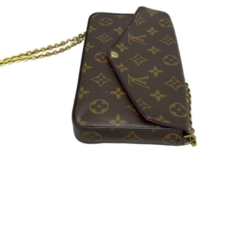Louis Vuitton Pochette Felicie Chain Wallet Monogram Brown Red