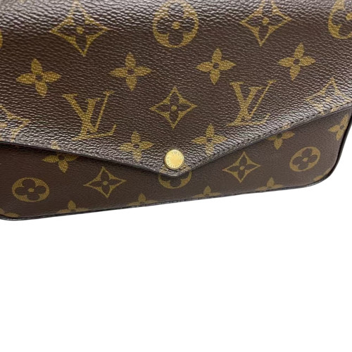 Louis Vuitton Pochette Felicie Chain Wallet Monogram Brown Red
