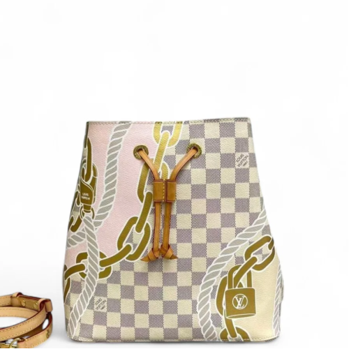 Louis Vuitton Noe Damier Ivory Azur Blue Pink Louis Vuitton Noe Damier Ivory Azur Blue Pink