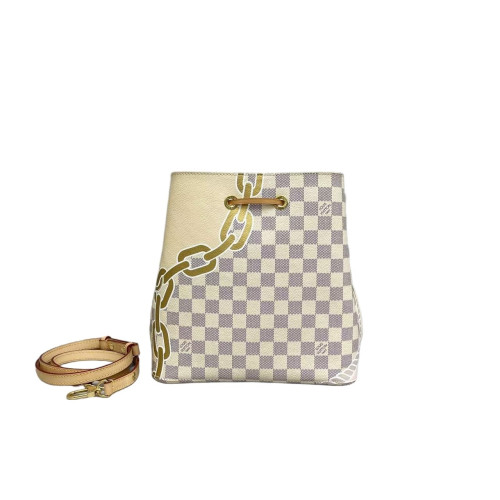 Louis Vuitton Noe Damier Ivory Azur Blue Pink Louis Vuitton Noe Damier Ivory Azur Blue Pink