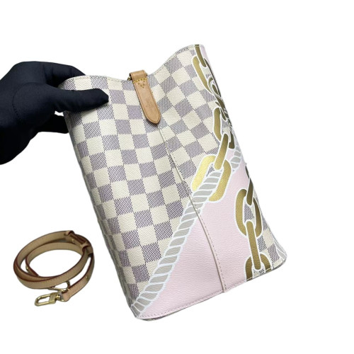 Louis Vuitton Noe Damier Ivory Azur Blue Pink Louis Vuitton Noe Damier Ivory Azur Blue Pink