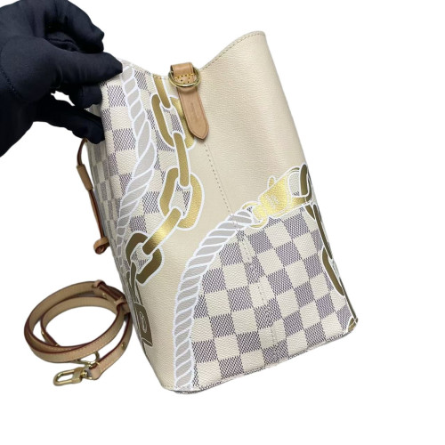 Louis Vuitton Noe Damier Ivory Azur Blue Pink Louis Vuitton Noe Damier Ivory Azur Blue Pink