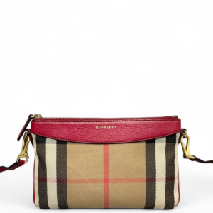 Burberry Crossbody Bag House Check Calfskin Beige Red Black Burberry Crossbody Bag House Check Calfskin Beige Red Black