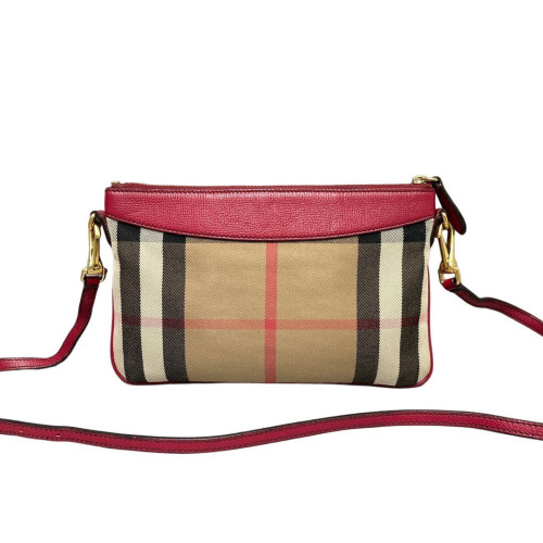 Burberry Crossbody Bag House Check Calfskin Beige Red Black