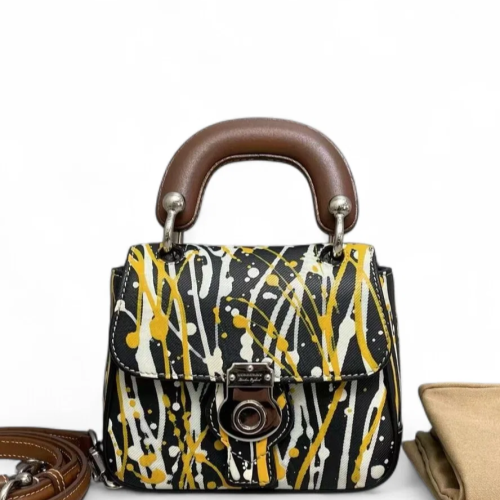 Burberry Mini DK88 Calfskin Black White Yellow