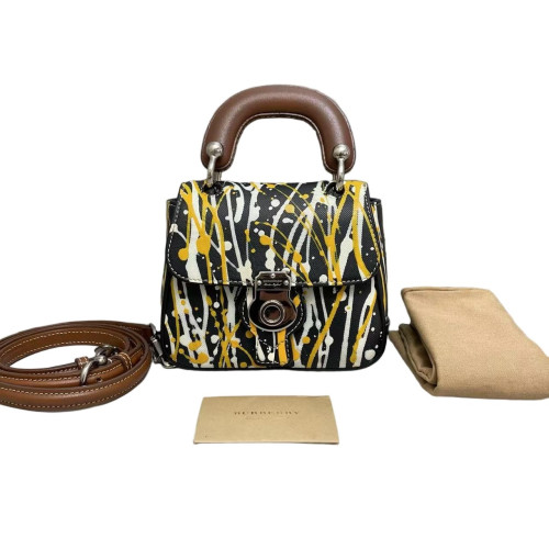 Burberry Mini DK88 Calfskin Black White Yellow