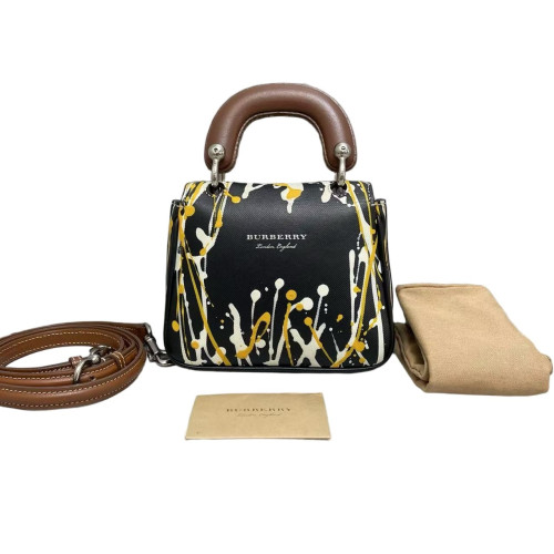 Burberry Mini DK88 Calfskin Black White Yellow