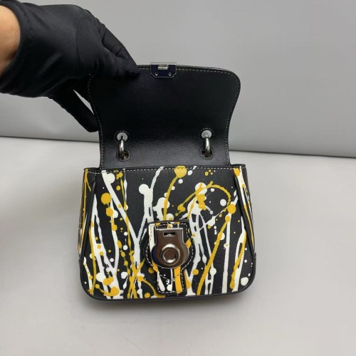 Burberry Mini DK88 Calfskin Black White Yellow