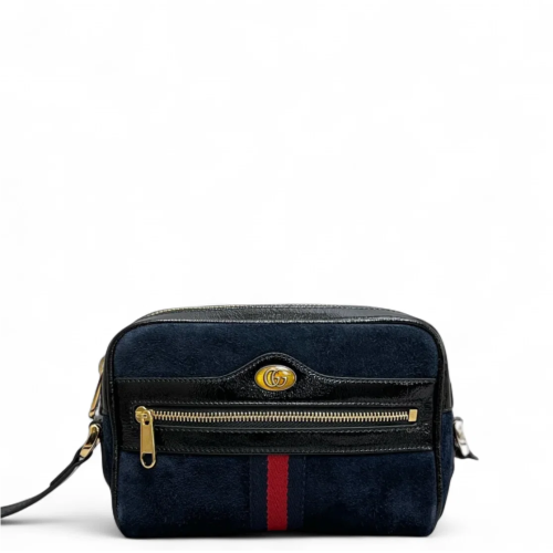 Gucci Mini Ophidia Shoulder Bag Suede Blue Black Red
