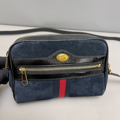 Gucci Mini Ophidia Shoulder Bag Suede Blue Black Red