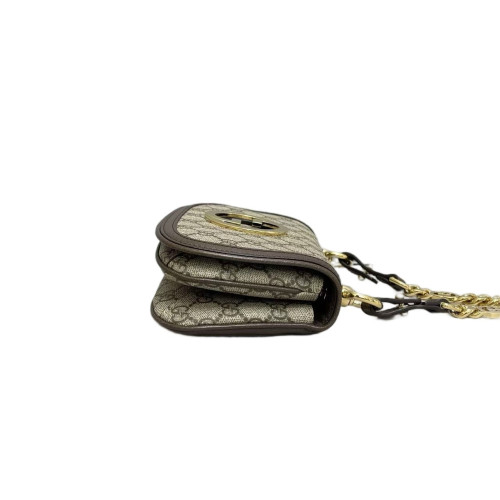 Gucci Mini Blondie Chain Shoulder Flap Bag GG Monogram Beige Brown Gucci Mini Blondie Chain Shoulder Flap Bag GG Monogram Beige Brown