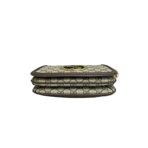 Gucci Mini Blondie Chain Shoulder Flap Bag GG Monogram Beige Brown Gucci Mini Blondie Chain Shoulder Flap Bag GG Monogram Beige Brown