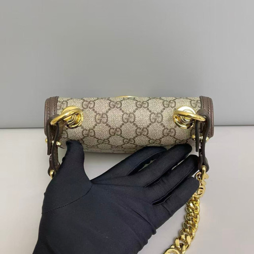 Gucci Mini Blondie Chain Shoulder Flap Bag GG Monogram Beige Brown Gucci Mini Blondie Chain Shoulder Flap Bag GG Monogram Beige Brown
