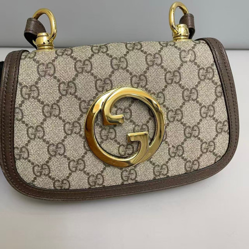 Gucci Mini Blondie Chain Shoulder Flap Bag GG Monogram Beige Brown Gucci Mini Blondie Chain Shoulder Flap Bag GG Monogram Beige Brown