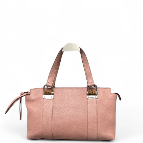 Gucci Bamboo Tote Bag Grained Calfskin Pink Gucci Bamboo Tote Bag Grained Calfskin Pink