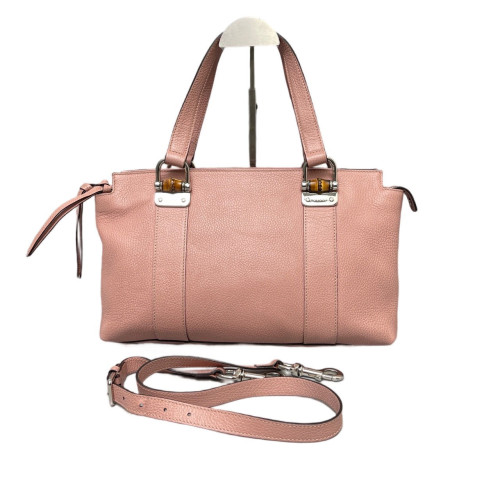 Gucci Bamboo Tote Bag Grained Calfskin Pink Gucci Bamboo Tote Bag Grained Calfskin Pink