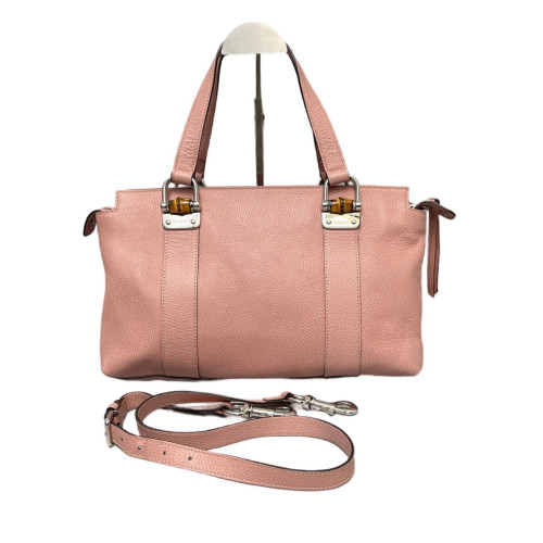 Gucci Bamboo Tote Bag Grained Calfskin Pink Gucci Bamboo Tote Bag Grained Calfskin Pink