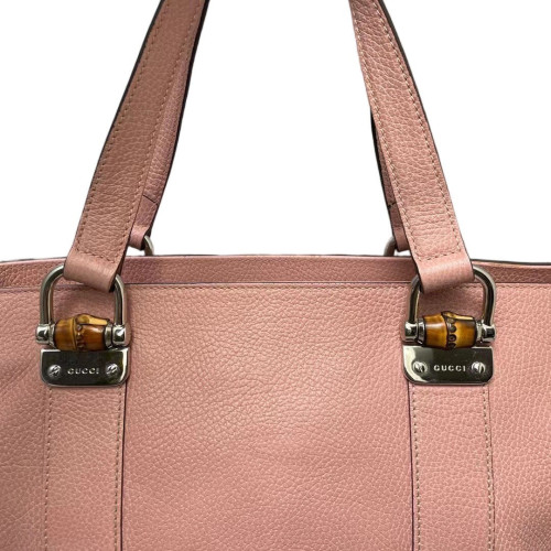 Gucci Bamboo Tote Bag Grained Calfskin Pink Gucci Bamboo Tote Bag Grained Calfskin Pink