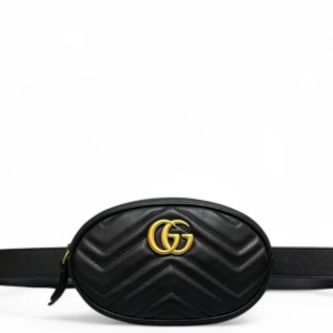 Gucci Chevron GG Marmont Belt Bag Calfskin Black