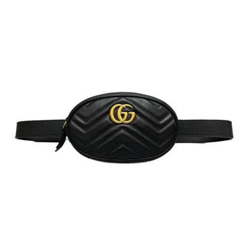 Gucci Chevron GG Marmont Belt Bag Calfskin Black