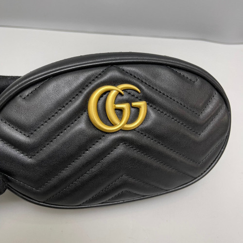 Gucci Chevron GG Marmont Belt Bag Calfskin Black