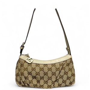 Gucci Heart Charms Shoulder Bag GG Monogram Beige Brown