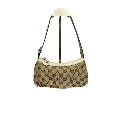 Gucci Heart Charms Shoulder Bag GG Monogram Beige Brown