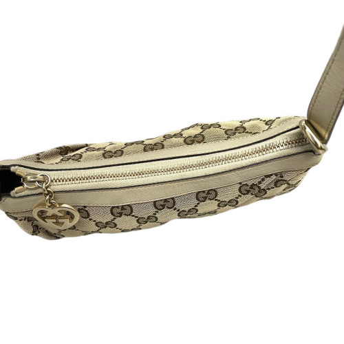Gucci Heart Charms Shoulder Bag GG Monogram Beige Brown