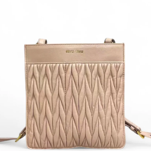 Miu Miu Gaufre Phone Holder Crumpled Lambskin Natural Tan Miu Miu Gaufre Phone Holder Crumpled Lambskin Natural Tan