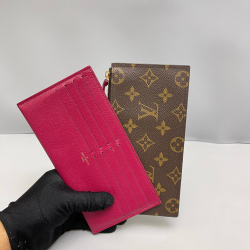 Louis Vuitton Coin Purse Monogram Brown Fuchsia