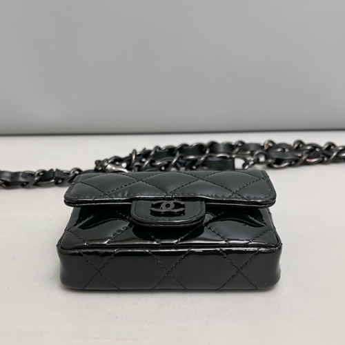 Chanel Quilted Mini Flap Patent Calfskin Black