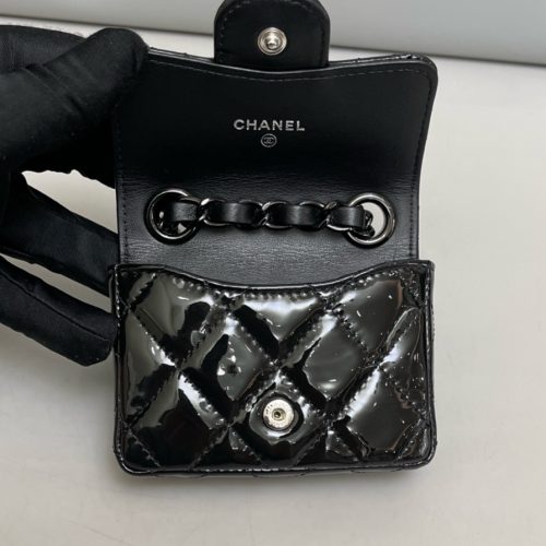 Chanel Quilted Mini Flap Patent Calfskin Black