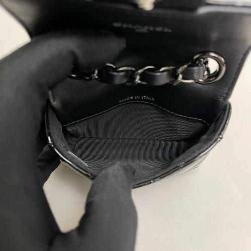Chanel Quilted Mini Flap Patent Calfskin Black