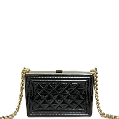 Chanel Quilted Shoulder Bag Patent Calfskin Black