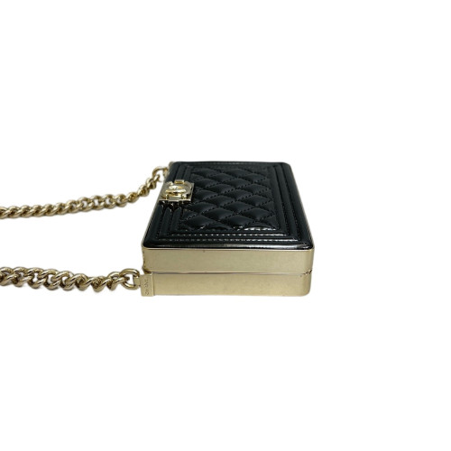 Chanel Quilted Shoulder Bag Patent Calfskin Black