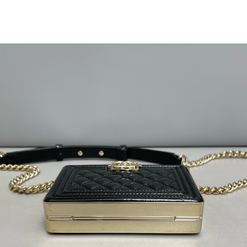 Chanel Quilted Shoulder Bag Patent Calfskin Black