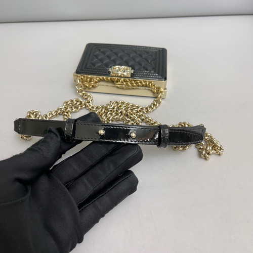 Chanel Quilted Shoulder Bag Patent Calfskin Black