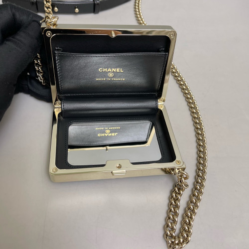 Chanel Quilted Shoulder Bag Patent Calfskin Black