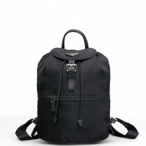 Prada Triangolo Symbole Embroidered Backpack Tessuto Nylon Black