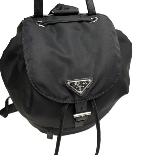 Prada Triangolo Symbole Embroidered Backpack Tessuto Nylon Black