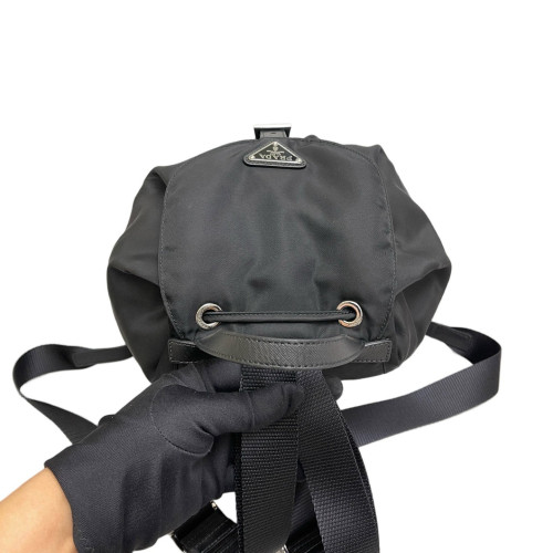 Prada Triangolo Symbole Embroidered Backpack Tessuto Nylon Black