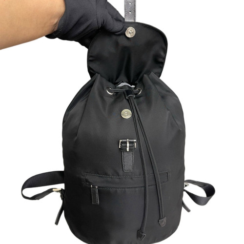Prada Triangolo Symbole Embroidered Backpack Tessuto Nylon Black