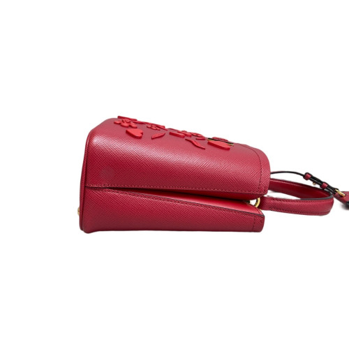 Prada Small Panier Bucket Bag Saffiano Calfskin Red