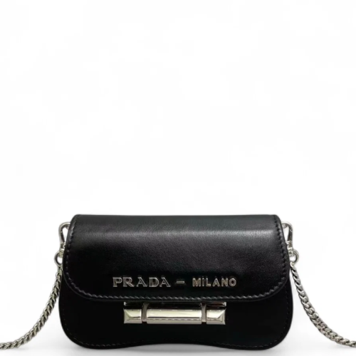 Prada Shoulder Bag Calfskin Black