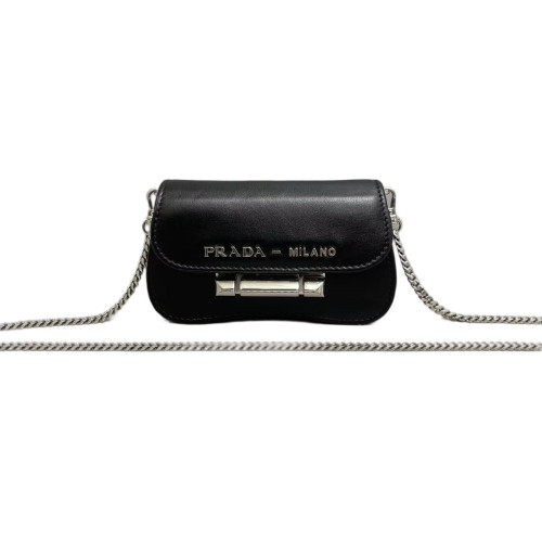 Prada Shoulder Bag Calfskin Black