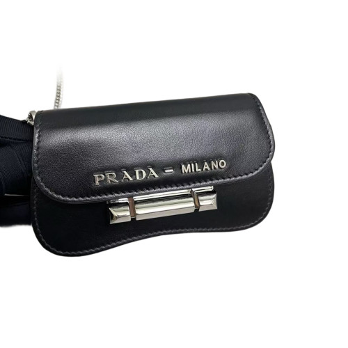 Prada Shoulder Bag Calfskin Black